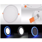 6W+3W LED Recessed Flush Mount Blue Edge-Lit Panel Light Round / Square Downlight